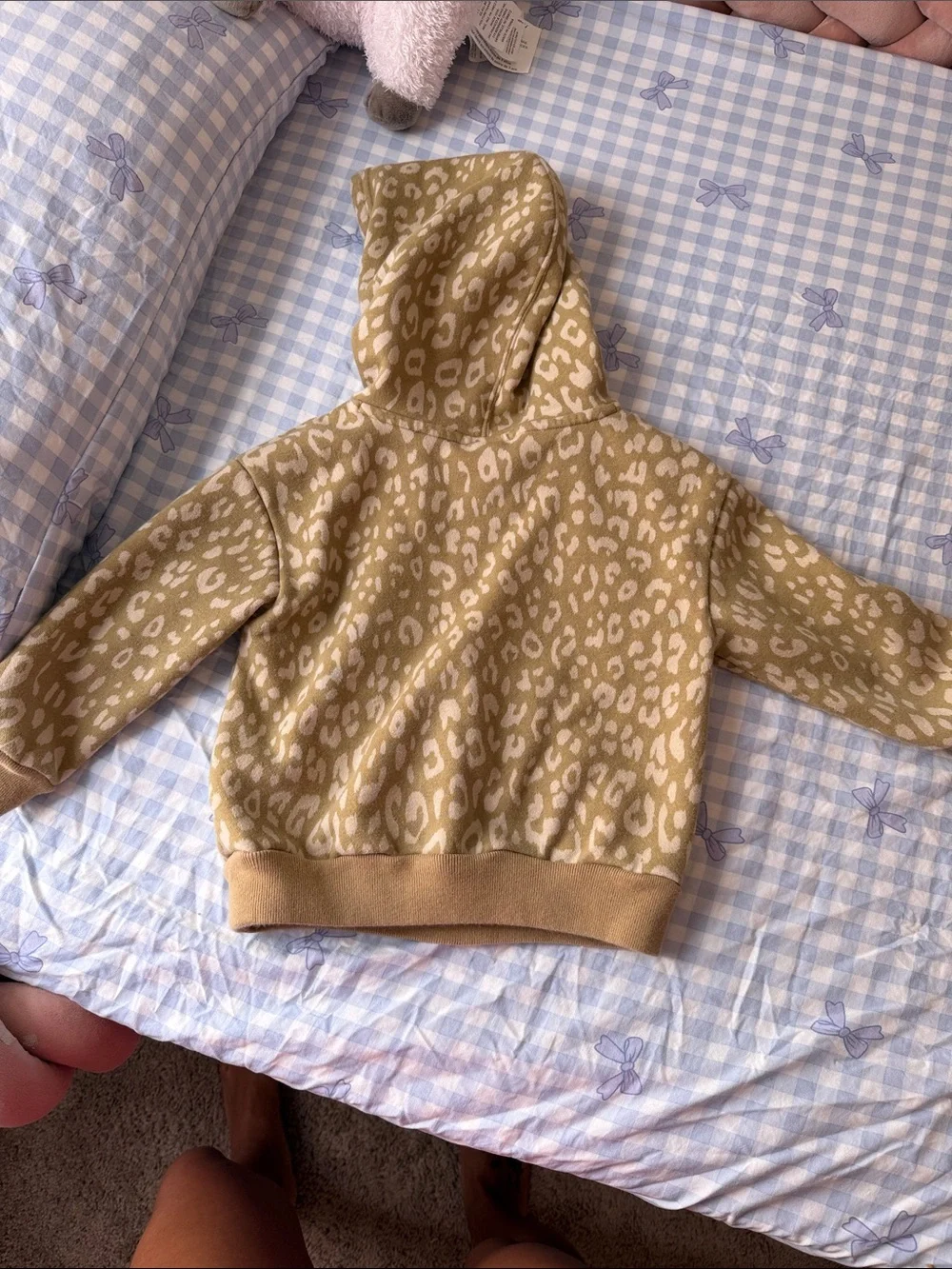 GAP Tan Leopard Print Hoodie with Pink Logo